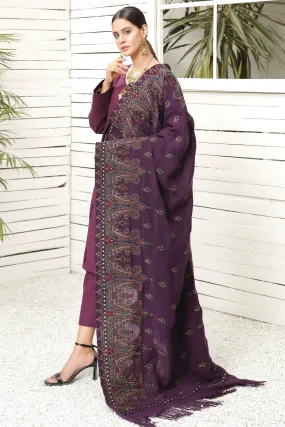 2717-PAISLY-FANTASY EMBROIDERED WOOL SHAWL UNSTITCHED