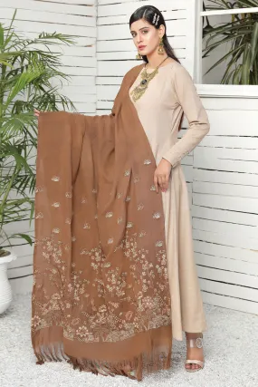 2719-SABLE EMBROIDERED WOOL SHAWL UNSTITCHED