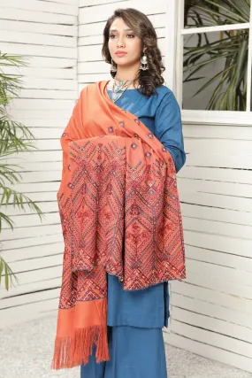 2738-FLAMING-GLOW EMBROIDERED WOOL SHAWL UNSTITCHED