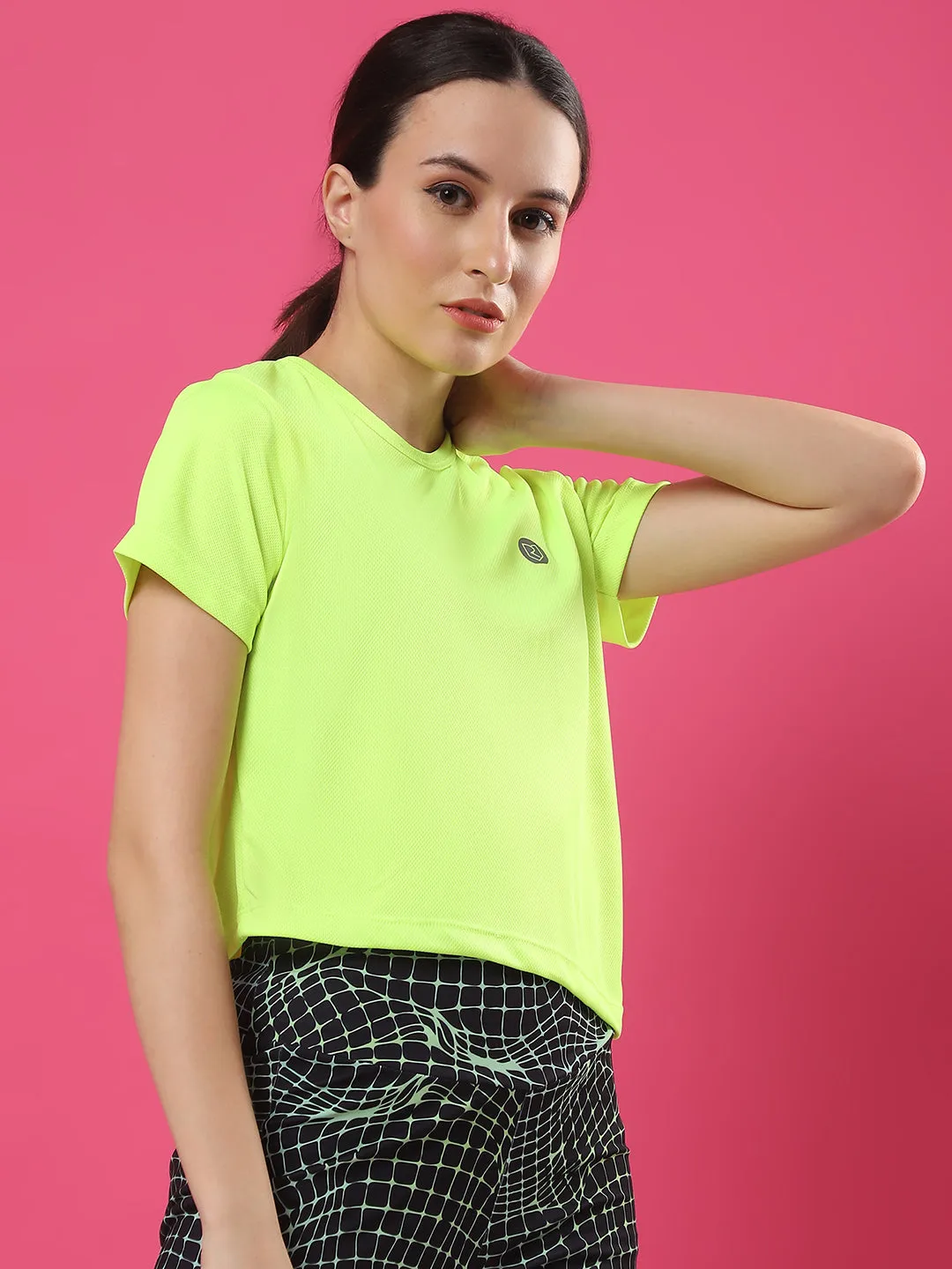 Activewear Loose Fit Half Sleeves Top for Women