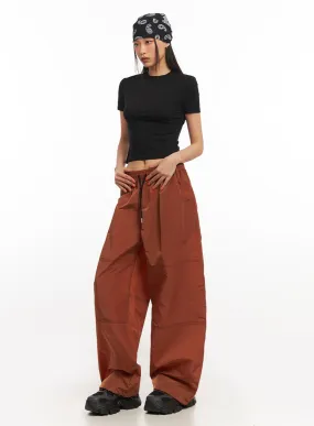 Adjustable Nylon Wide-Leg Pants IA504