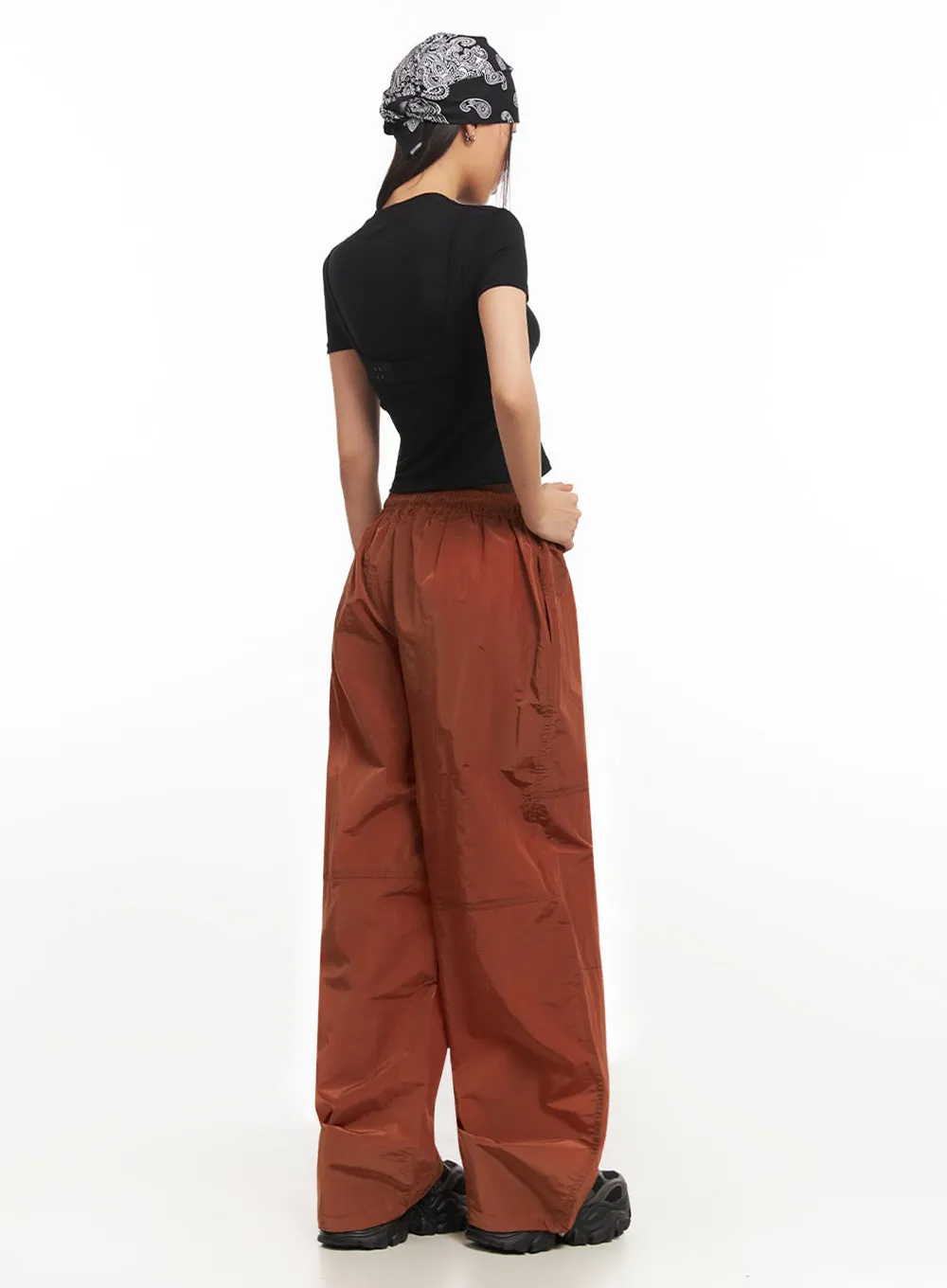 Adjustable Nylon Wide-Leg Pants IA504