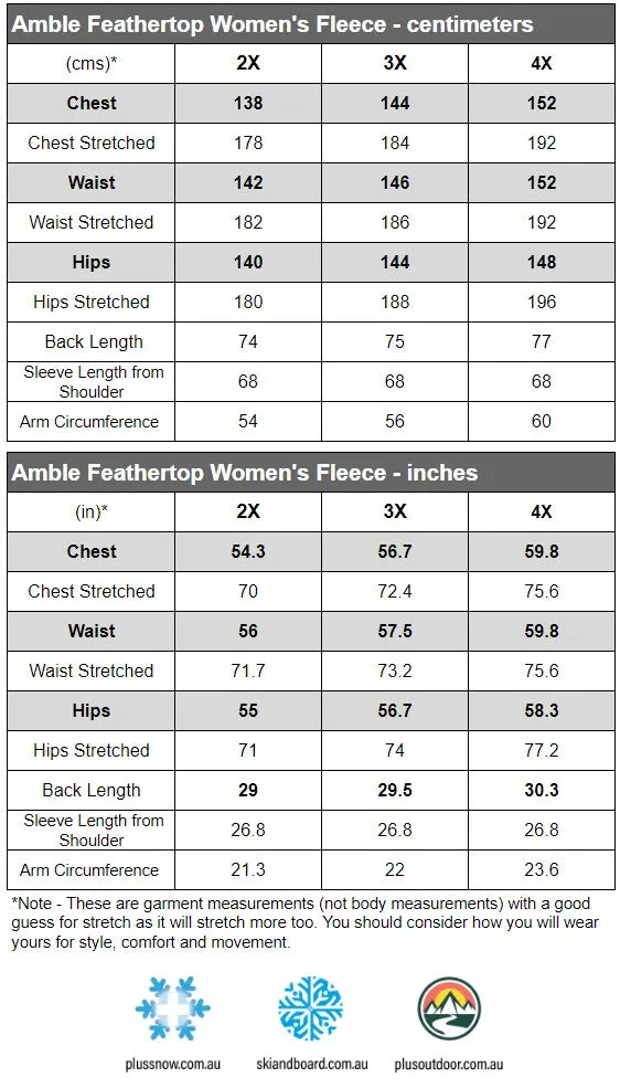 Amble Feathertop Women’s Fleece Black Plus Sizes 2XL - 4XL