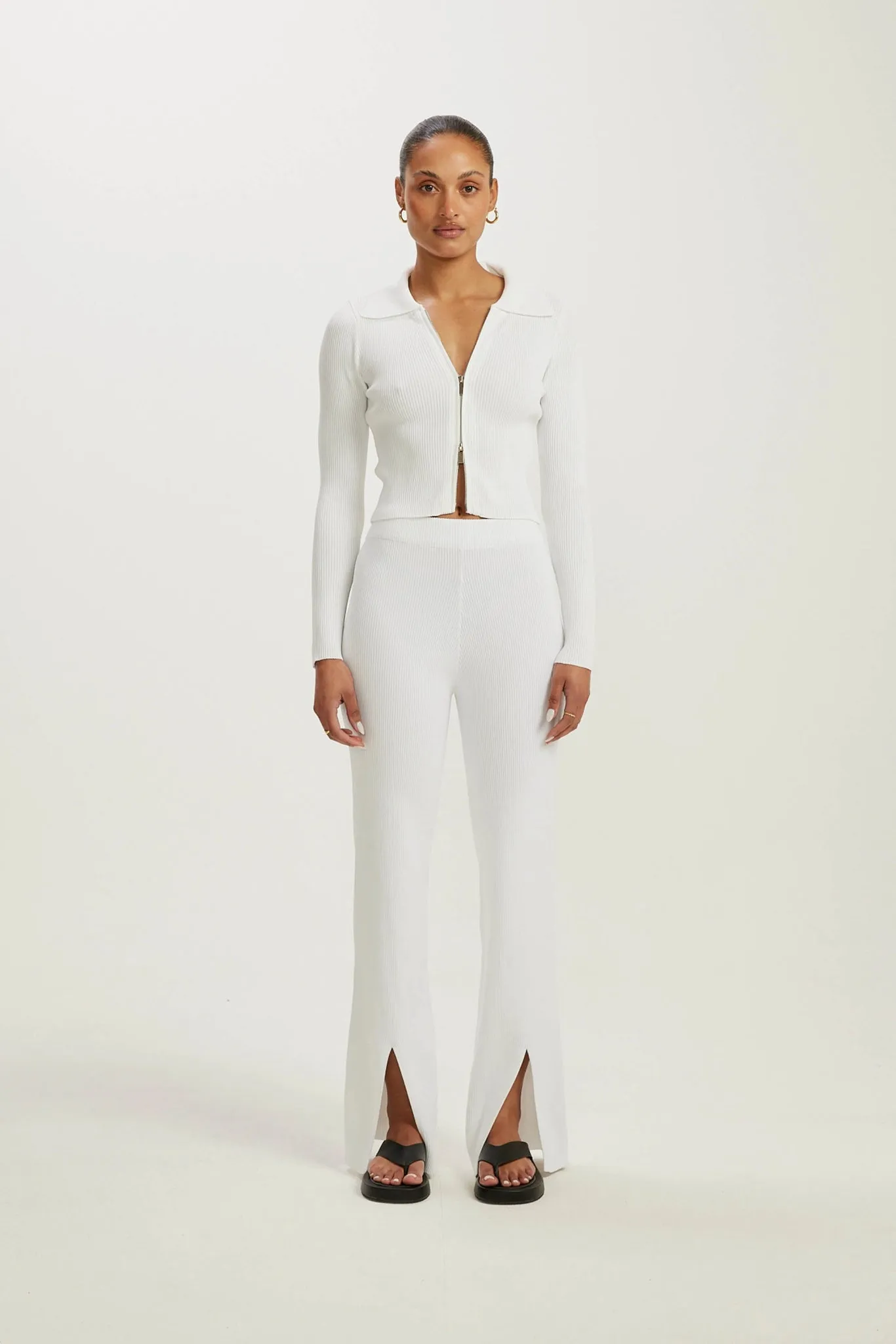 Amelia Rib 2-Way Zip Cardi
