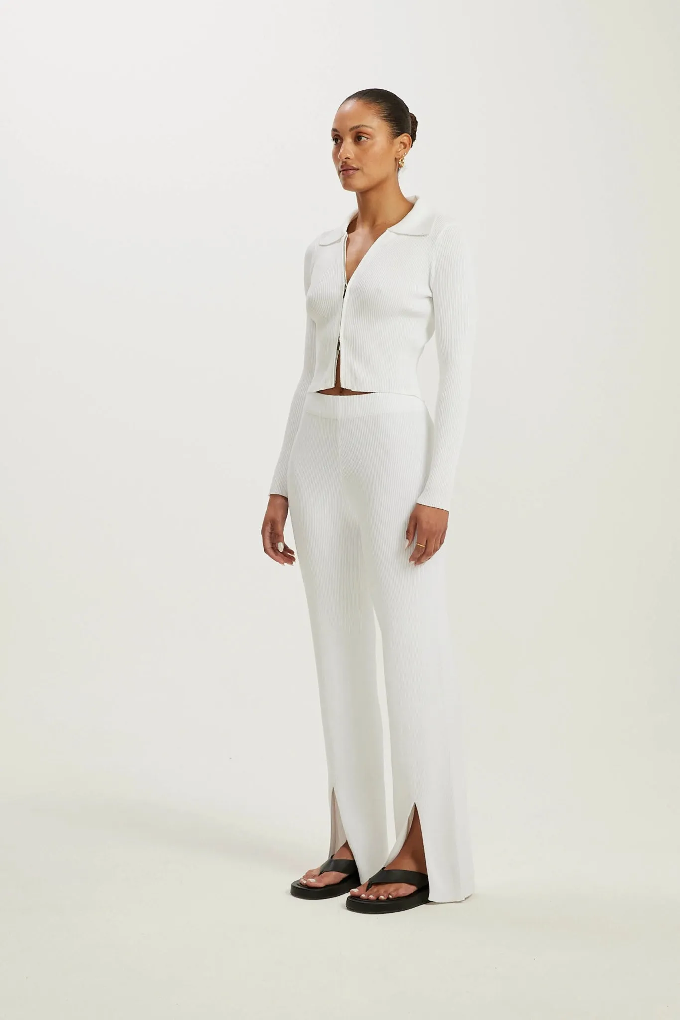 Amelia Rib 2-Way Zip Cardi