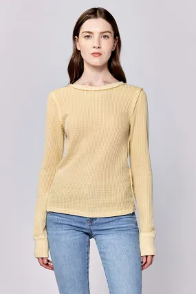 ANIA THERMAL LONG SLEEVE FITTED TOP PALE BANANA