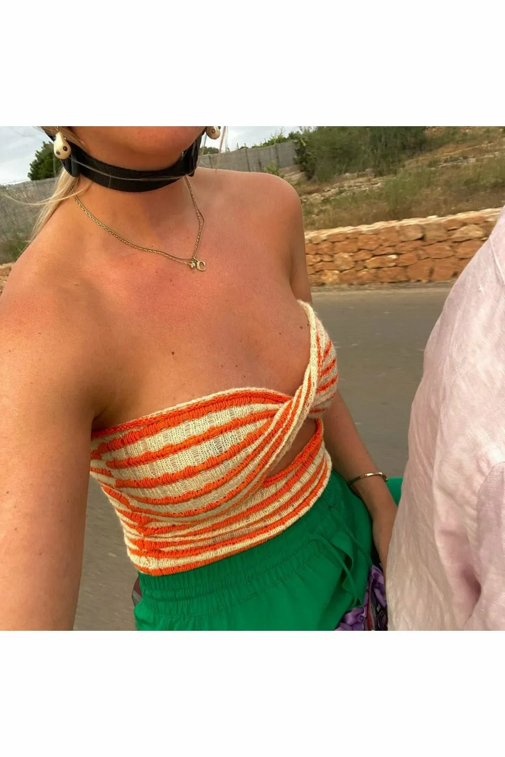 ArtnSoul -Strapless Knitted Crop Top