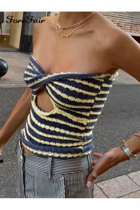 ArtnSoul -Strapless Knitted Crop Top
