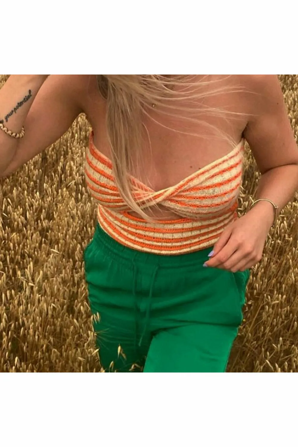 ArtnSoul -Strapless Knitted Crop Top