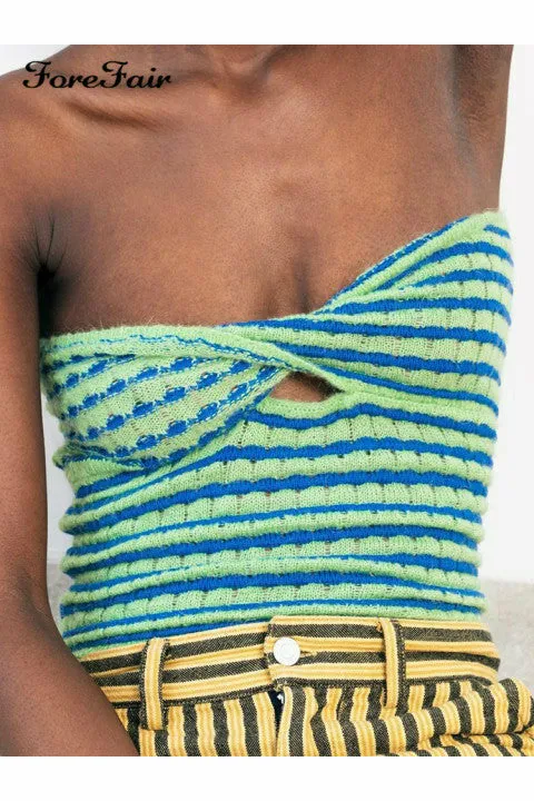 ArtnSoul -Strapless Knitted Crop Top