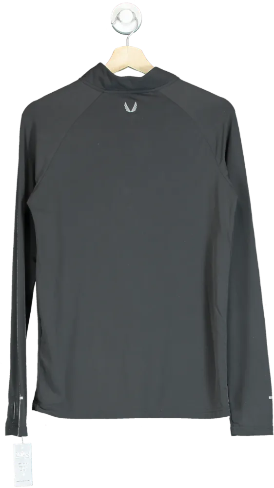 ASRV Black Quarter-Zip Long Sleeve Top UK M