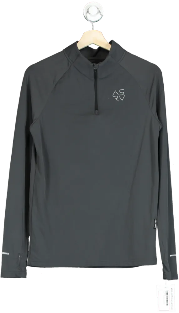 ASRV Black Quarter-Zip Long Sleeve Top UK M