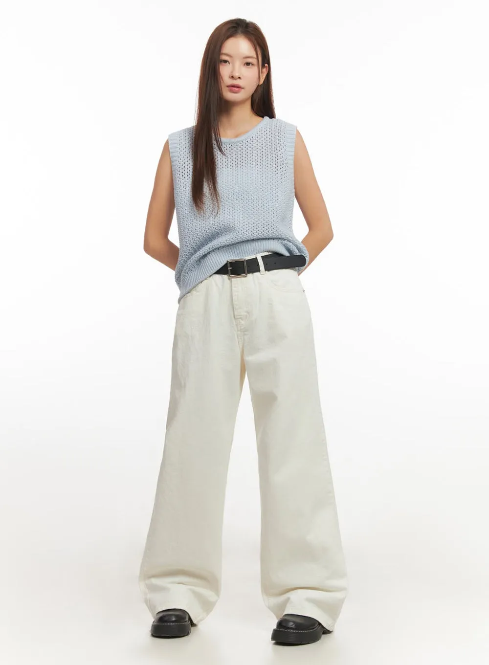 Basic Cotton Wide-Leg Pants IM513