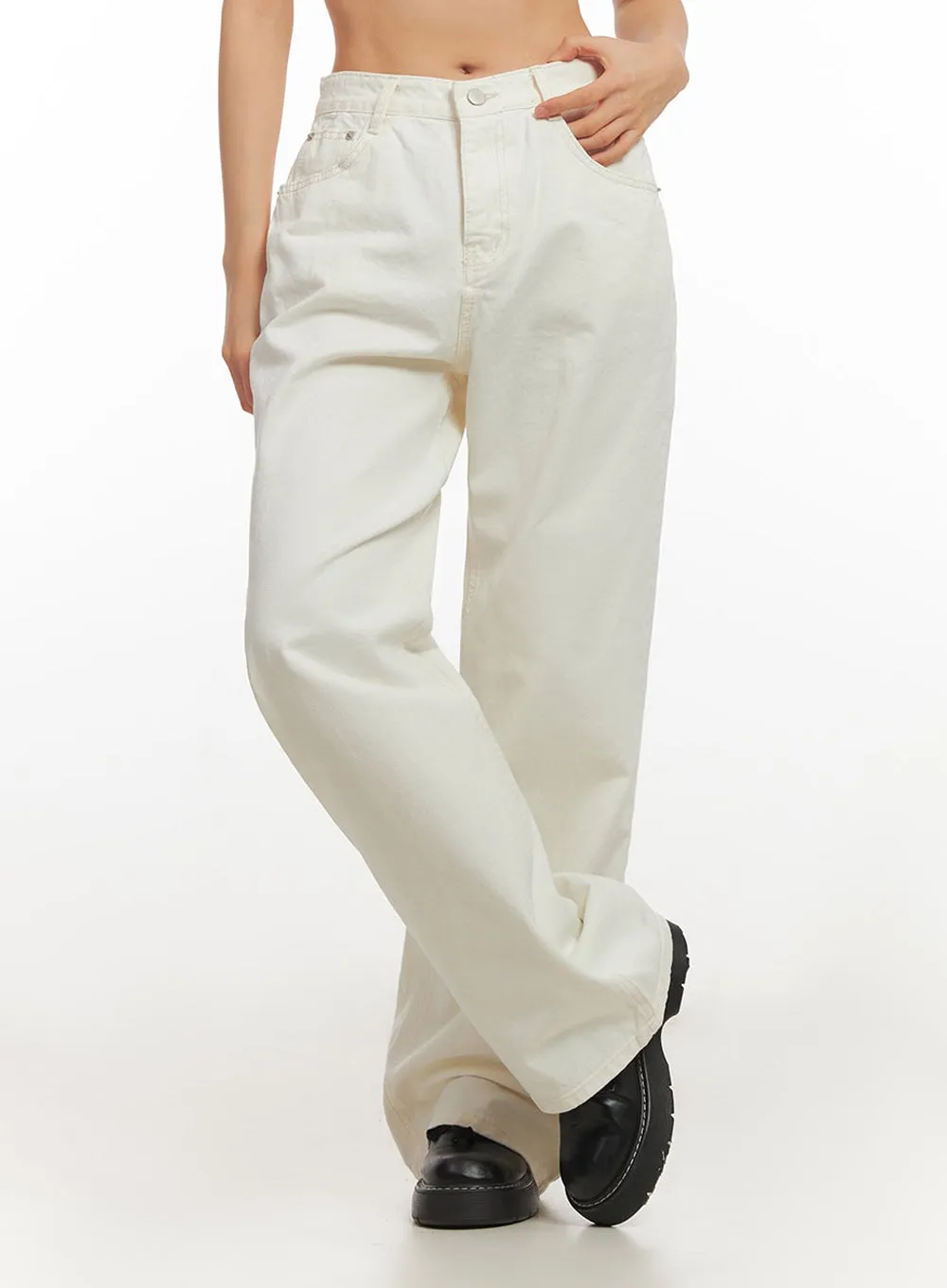 Basic Cotton Wide-Leg Pants IM513