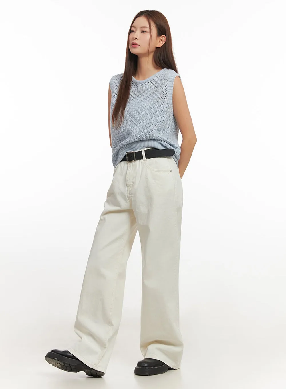 Basic Cotton Wide-Leg Pants IM513