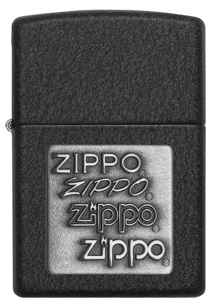 Black Crackle Silver Zippo Logo