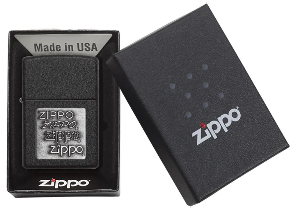 Black Crackle Silver Zippo Logo
