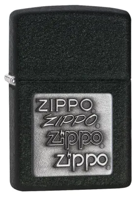 Black Crackle Silver Zippo Logo