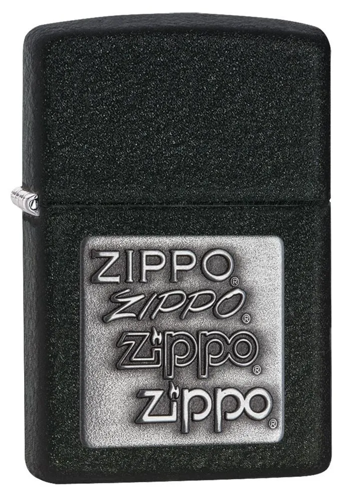 Black Crackle Silver Zippo Logo