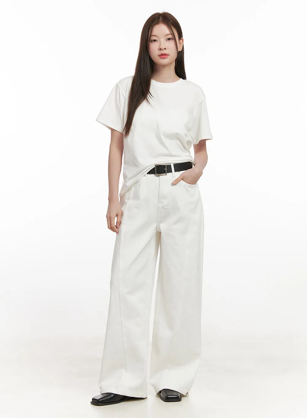 Classic Wide-Leg Cotton Pants IJ530