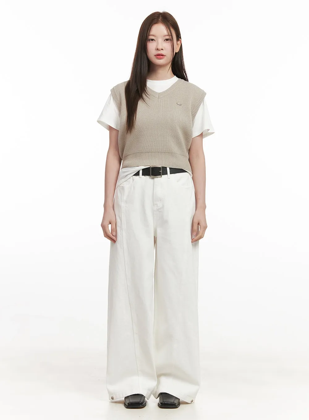 Classic Wide-Leg Cotton Pants IJ530