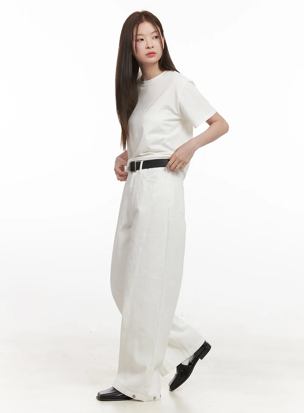Classic Wide-Leg Cotton Pants IJ530