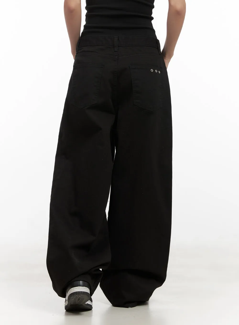 Cotton Eyelet Detail Wide-Leg Pants CD416