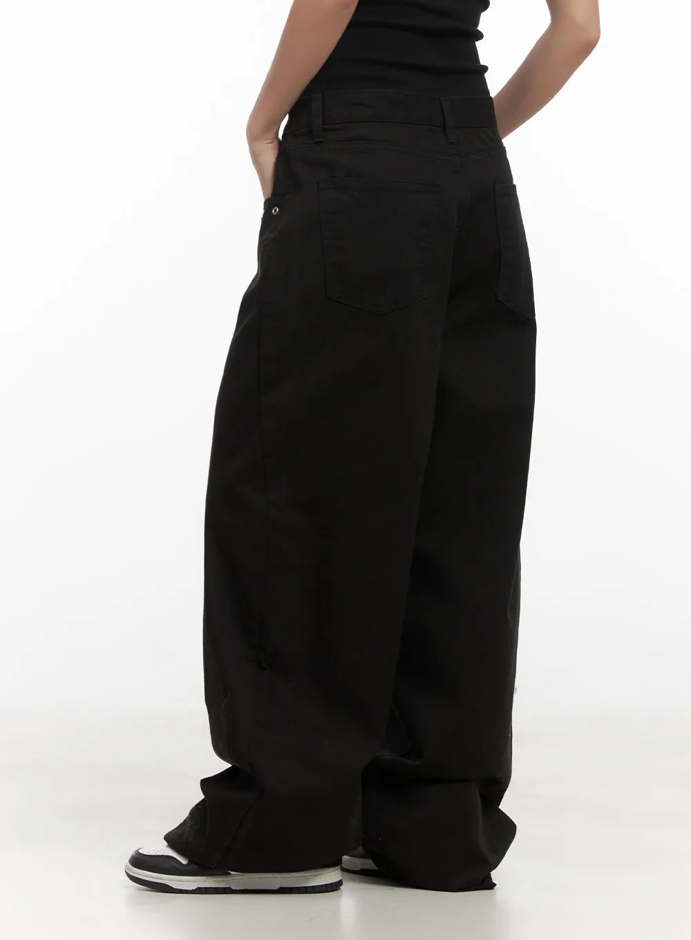 Cotton Eyelet Detail Wide-Leg Pants CD416