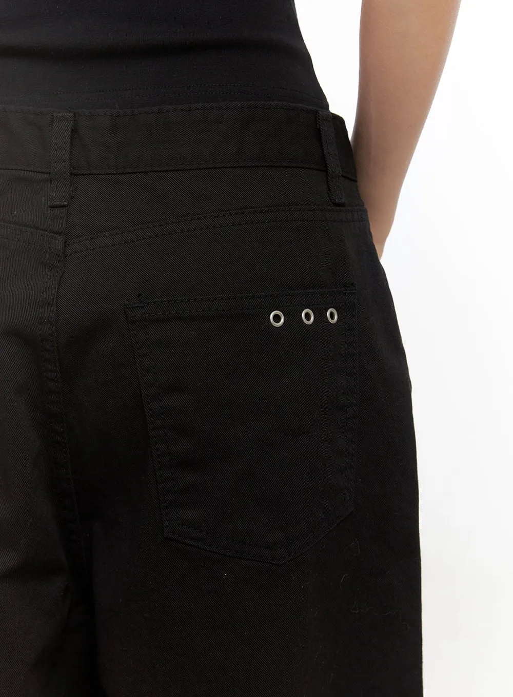 Cotton Eyelet Detail Wide-Leg Pants CD416