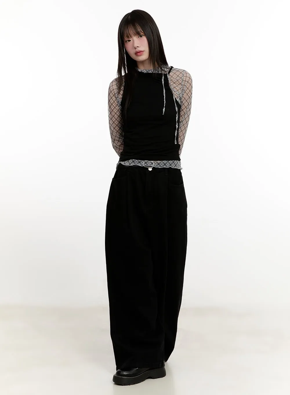 Cotton Pintuck Wide-Leg Pants CM514