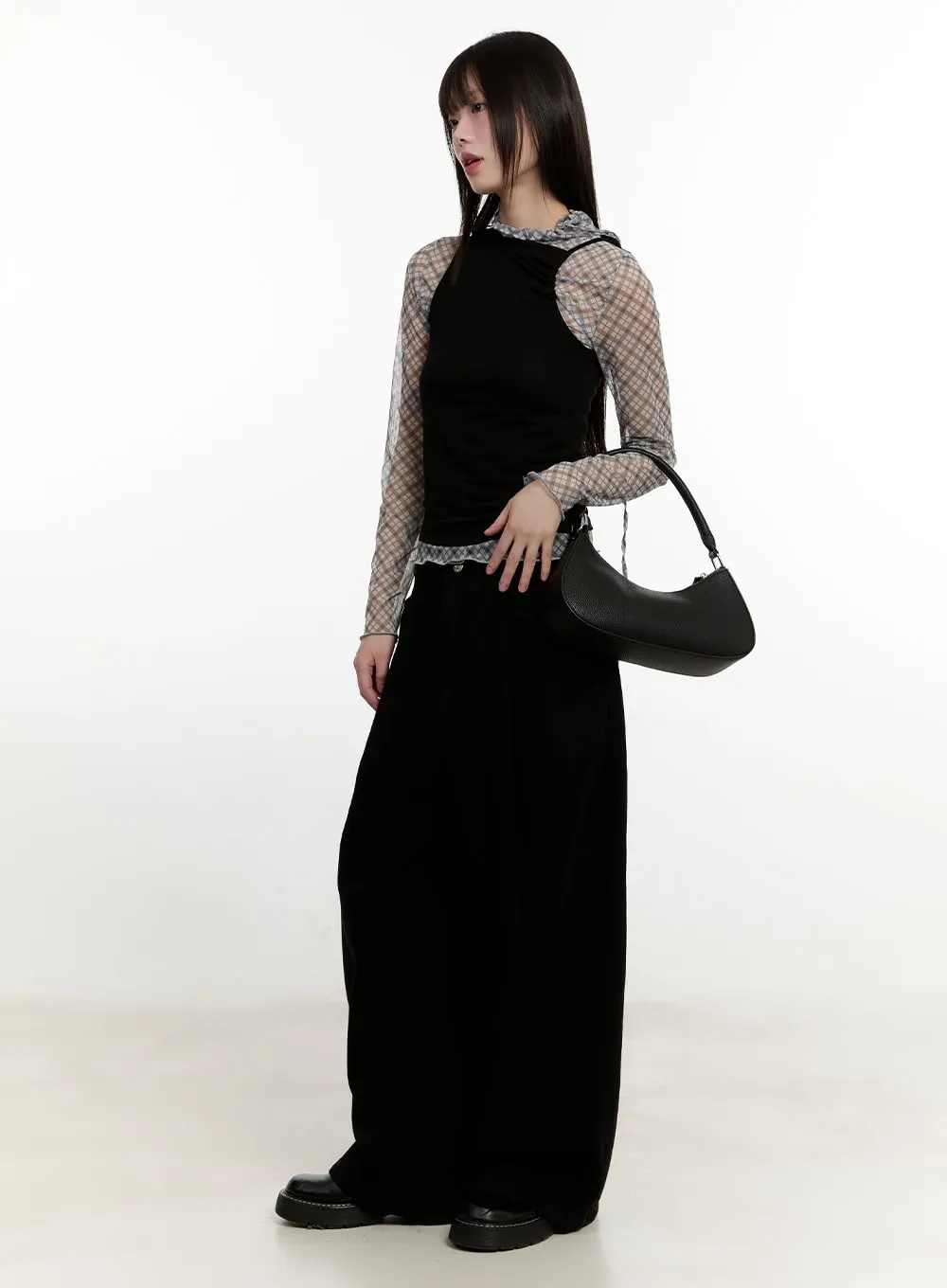 Cotton Pintuck Wide-Leg Pants CM514