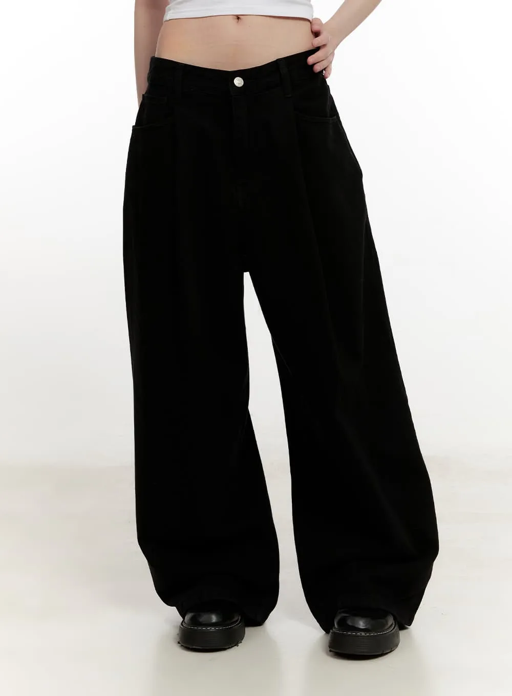 Cotton Pintuck Wide-Leg Pants CM514