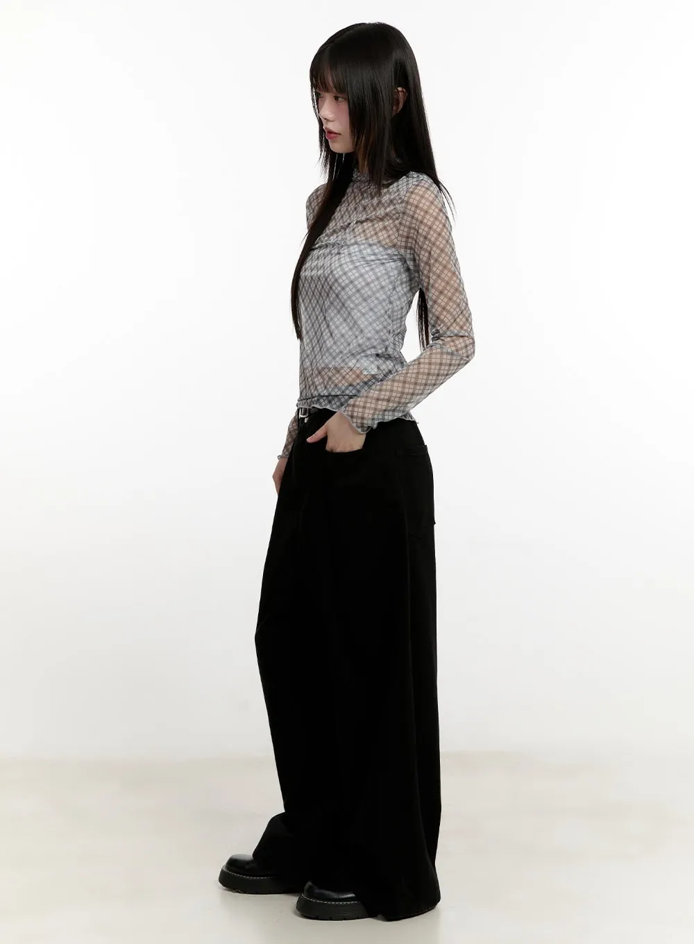 Cotton Pintuck Wide-Leg Pants CM514