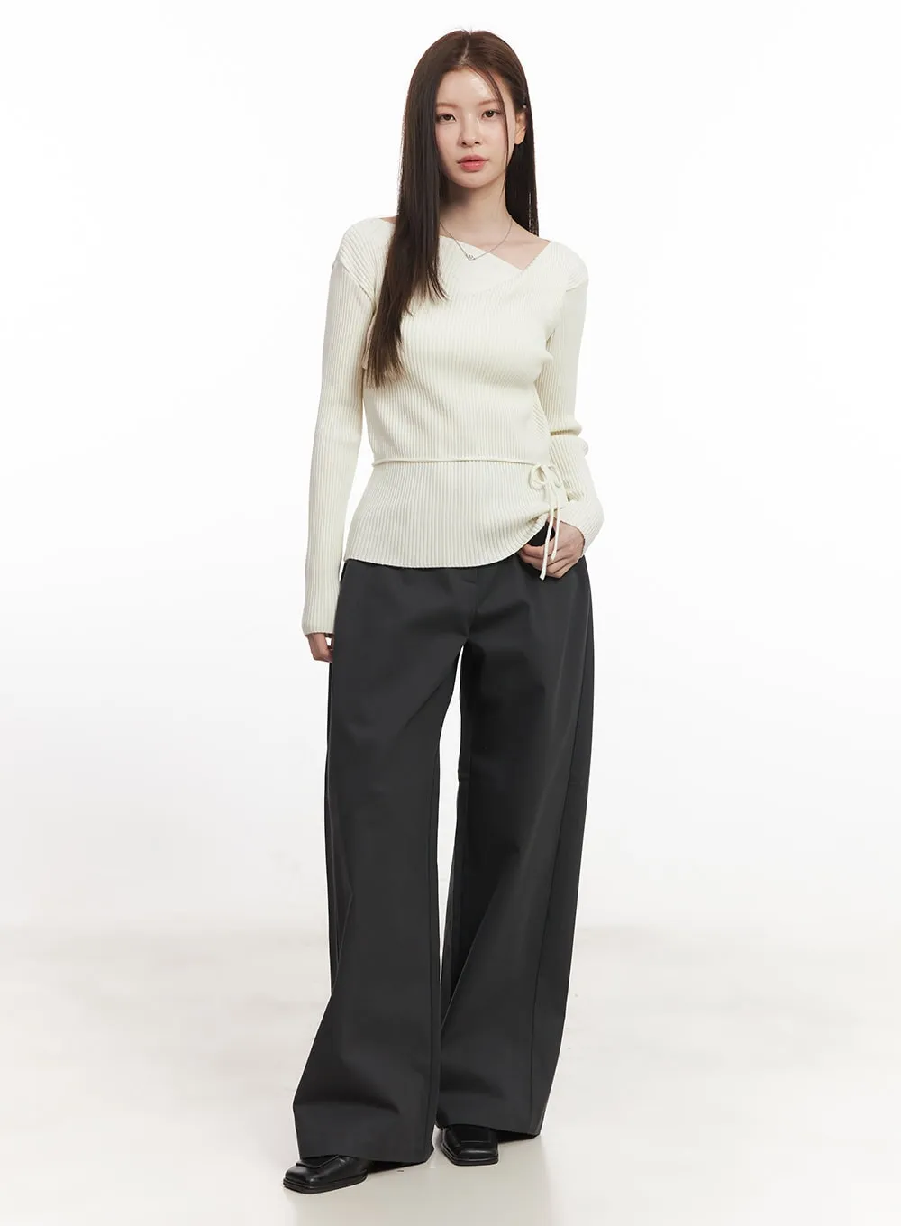 Cotton Wide-Fit Pintuck Pants CA502