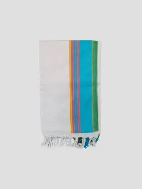 Kikoy Fabric Wrap in White Blue