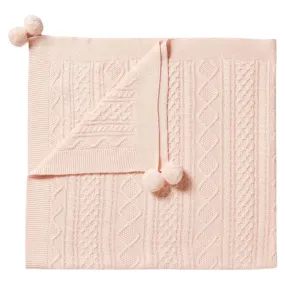Knitted Mini Cable Blanket - Blush