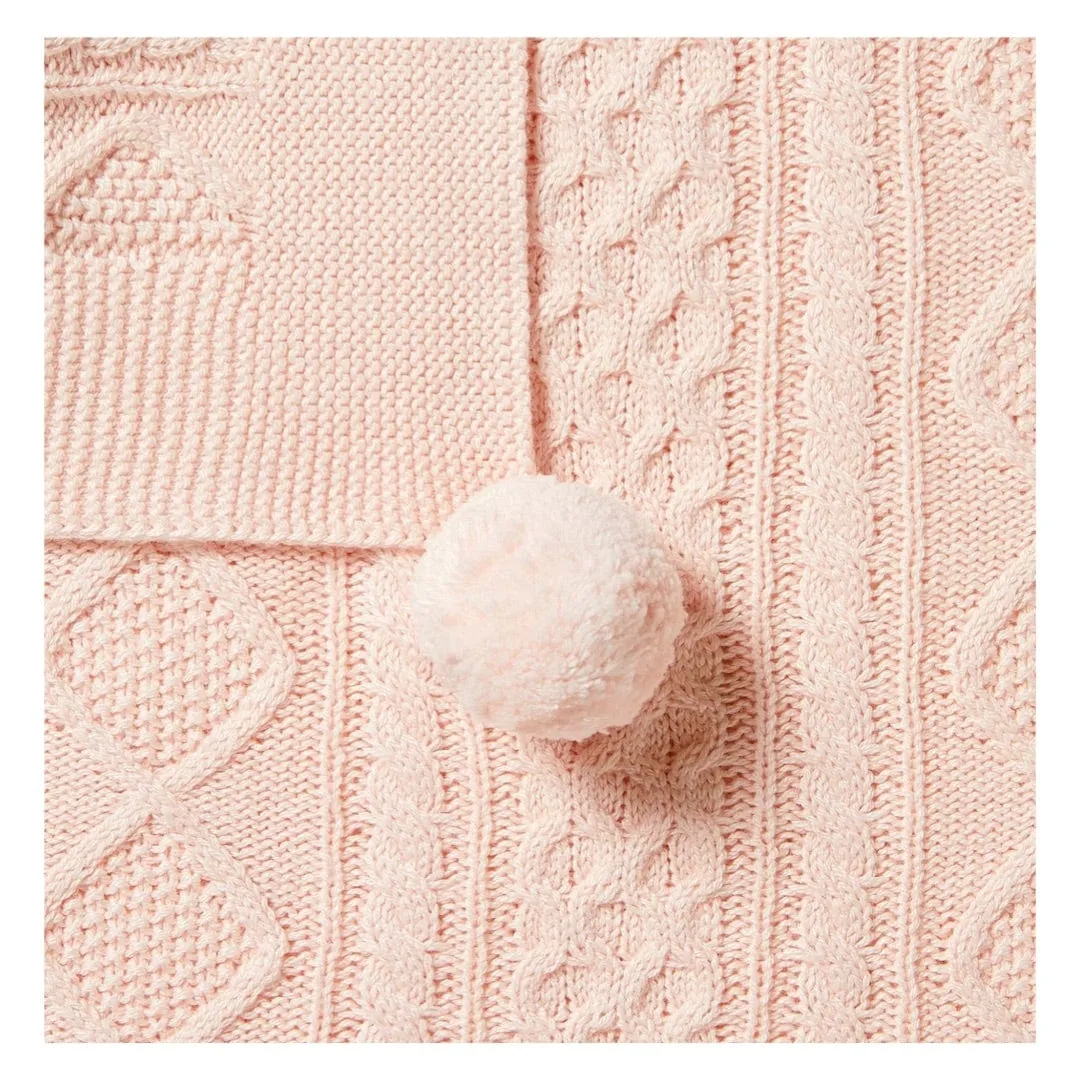 Knitted Mini Cable Blanket - Blush