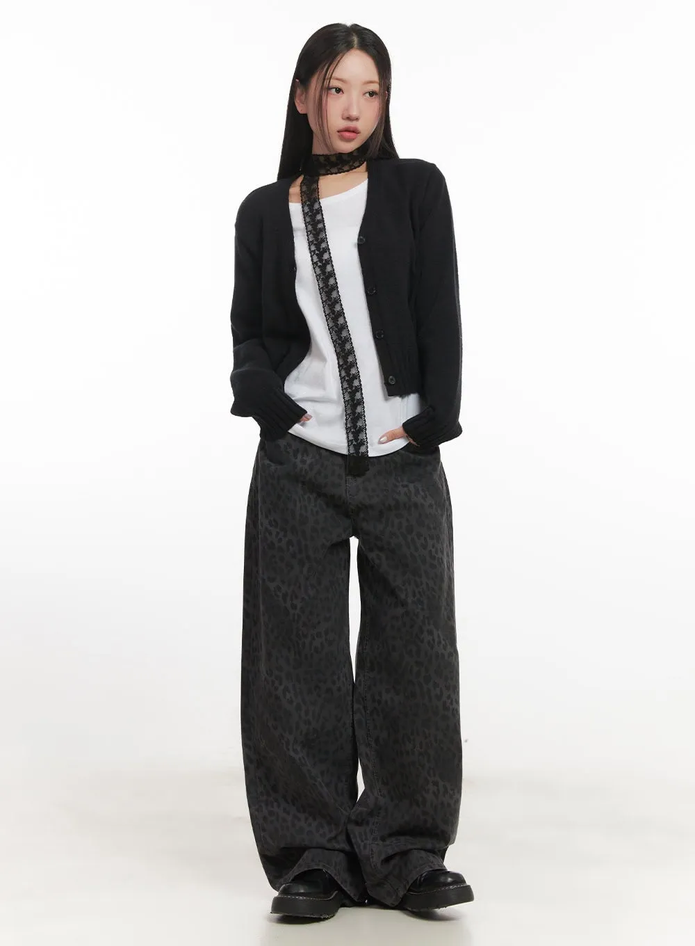 Leopard Wide-Fit Cotton Pants CF525