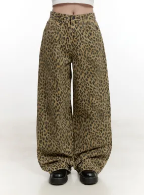 Leopard Wide-Fit Cotton Pants CF525
