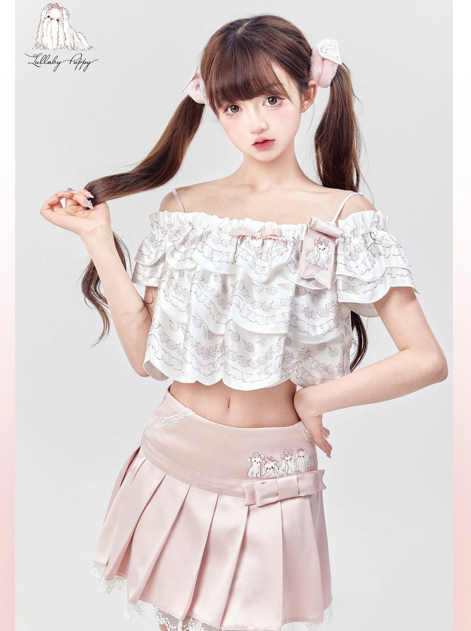 Off Marche Shoulder Cream Lolita Cake Tops