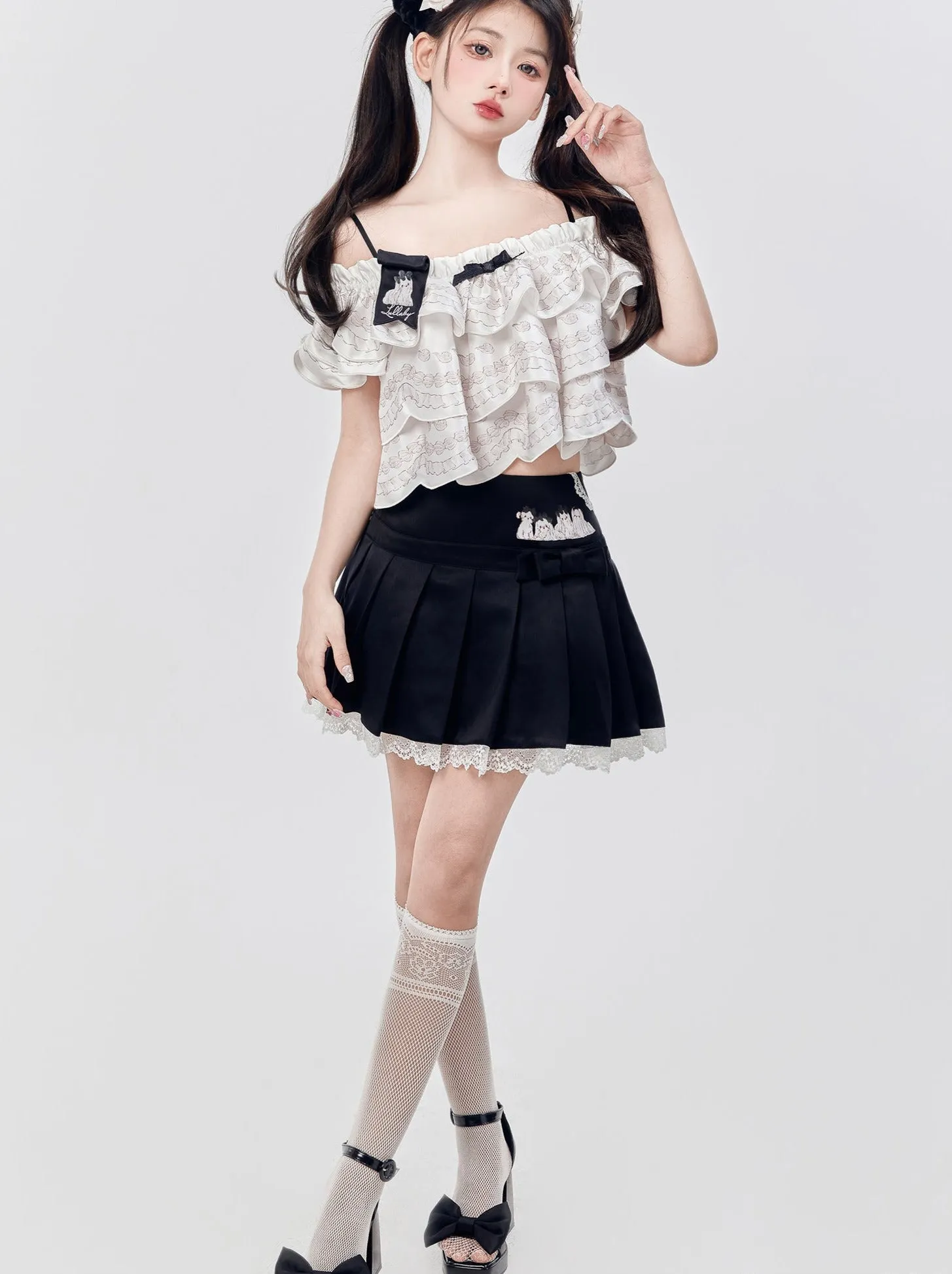 Off Marche Shoulder Cream Lolita Cake Tops