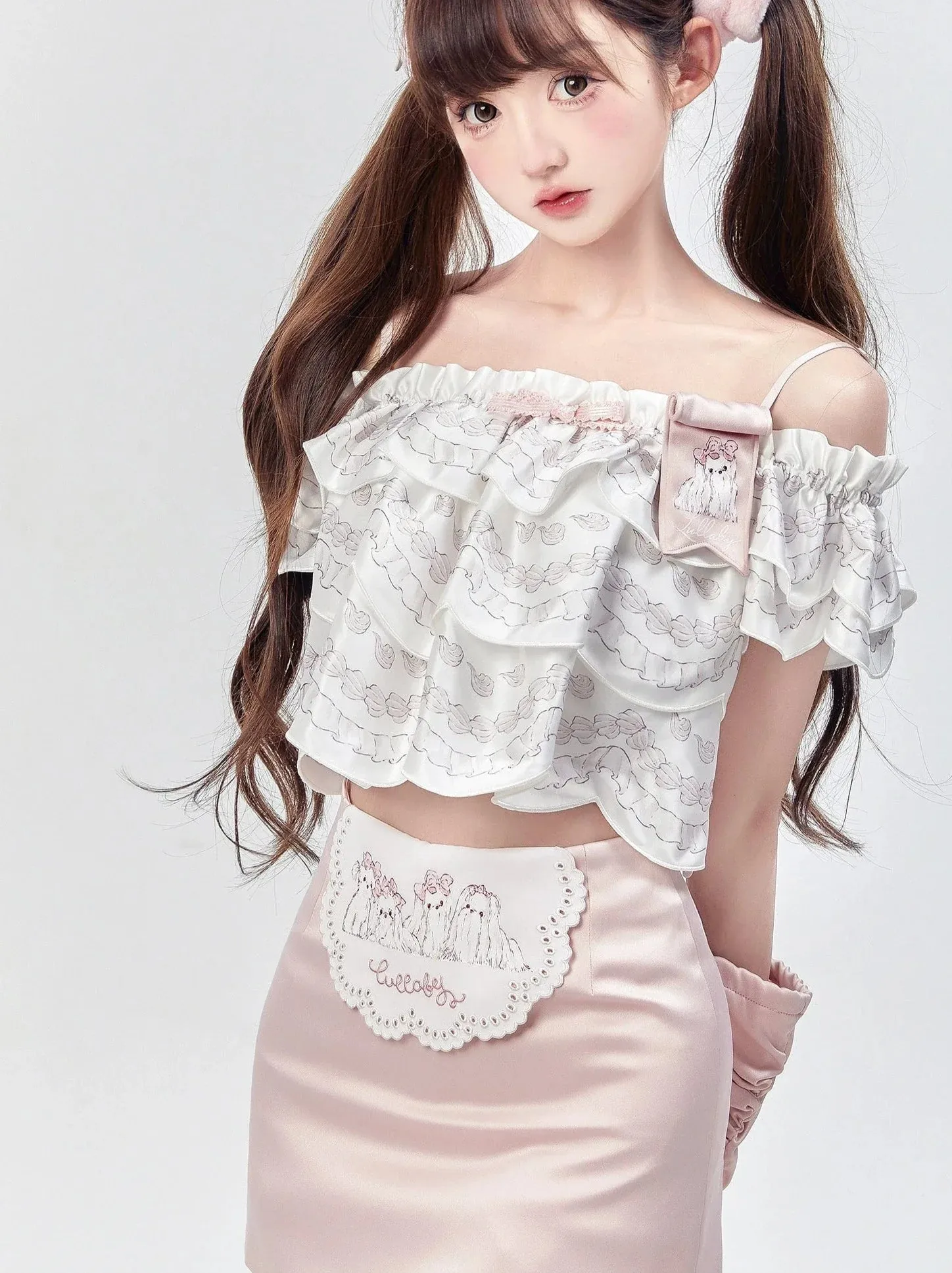 Off Marche Shoulder Cream Lolita Cake Tops