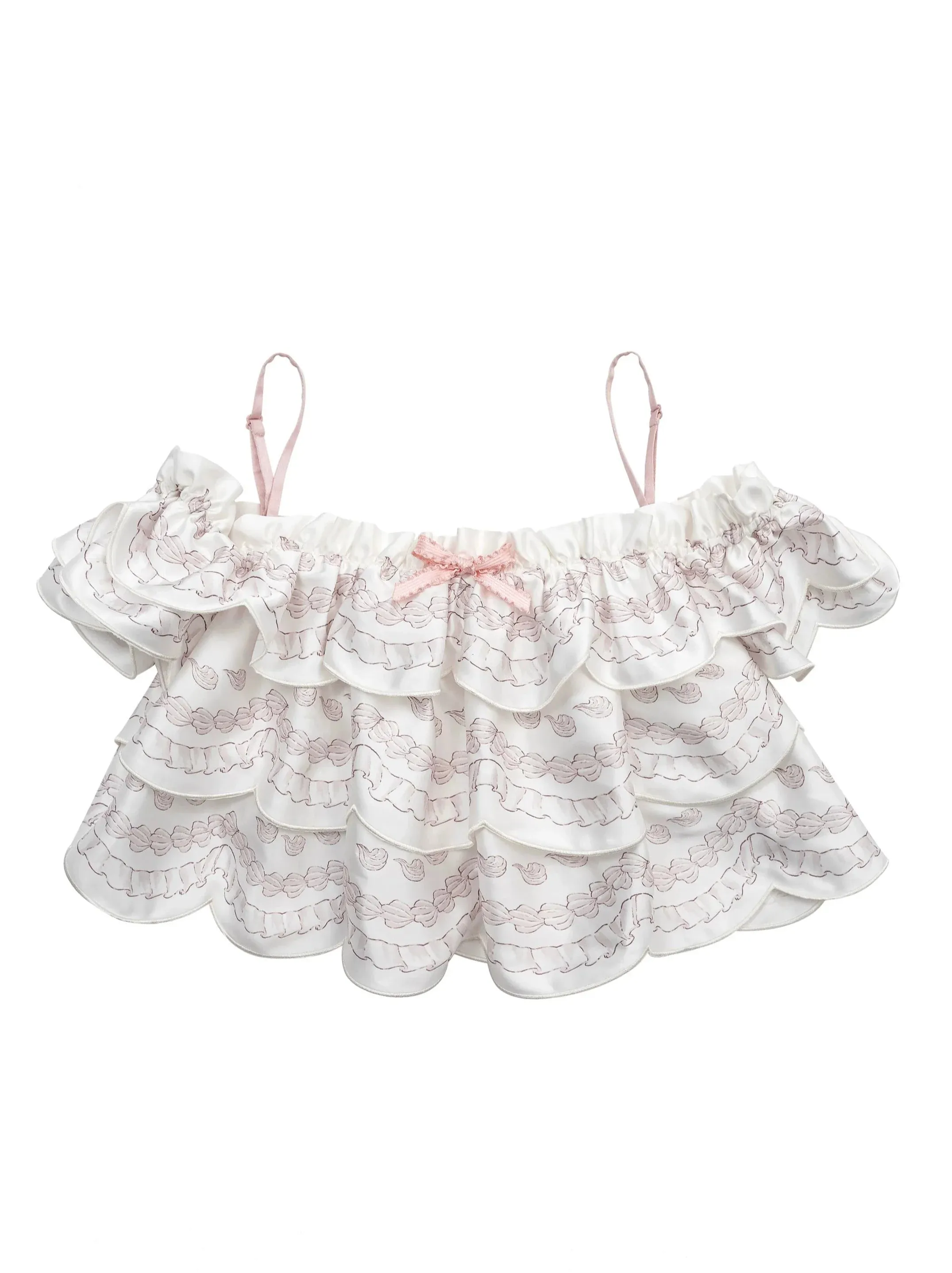 Off Marche Shoulder Cream Lolita Cake Tops