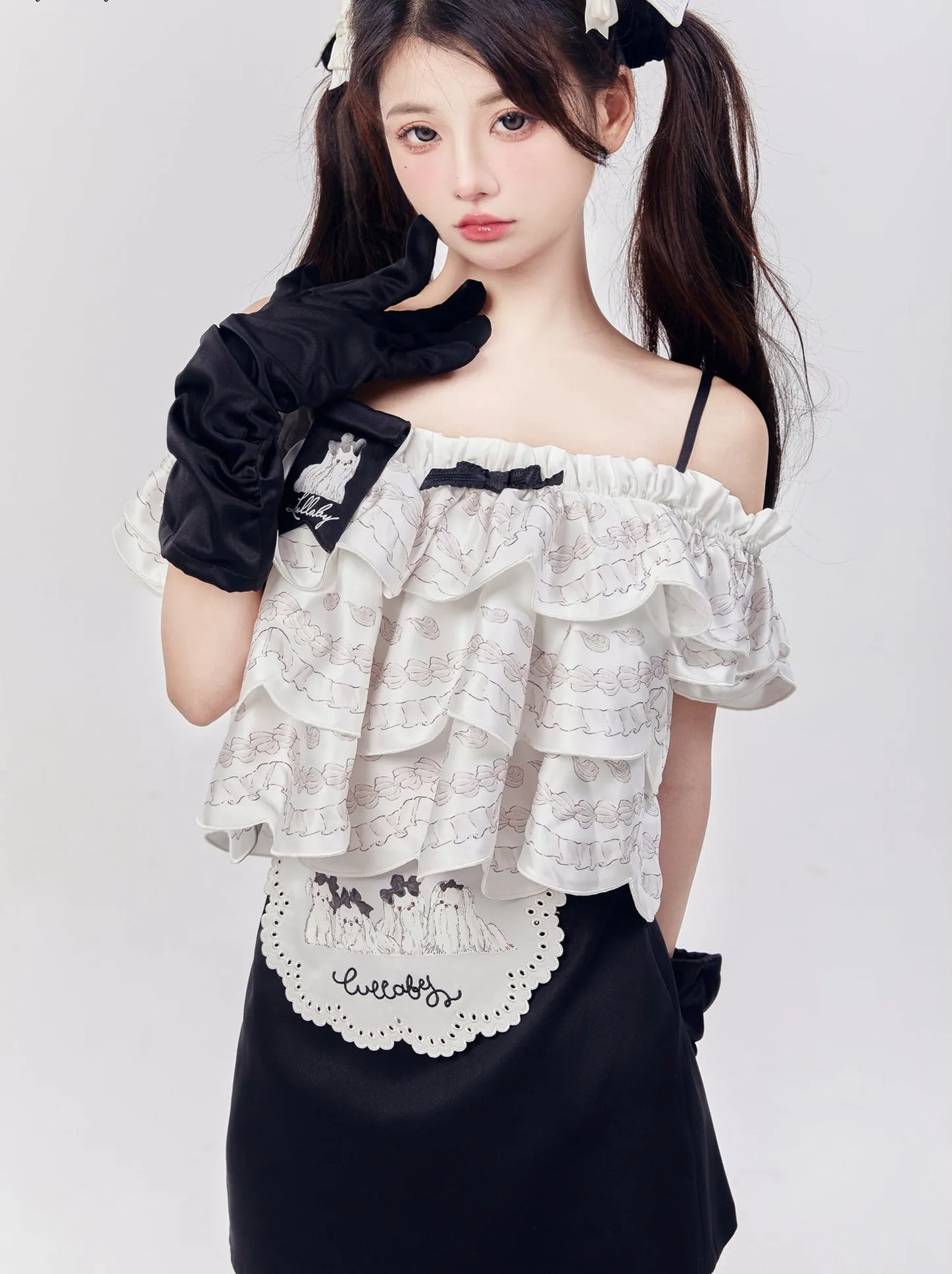 Off Marche Shoulder Cream Lolita Cake Tops